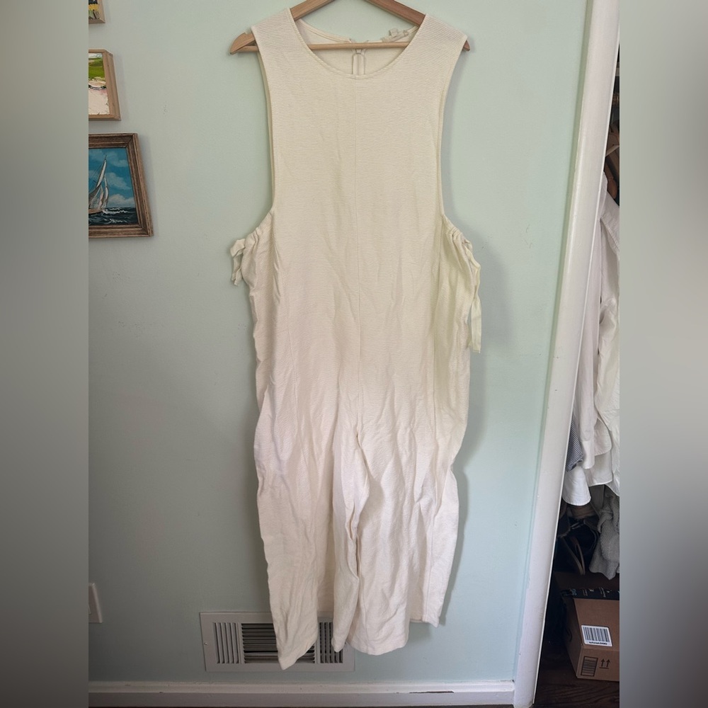Madewell texture and thread cream side tie jumpsuit - Picture 3 of 5